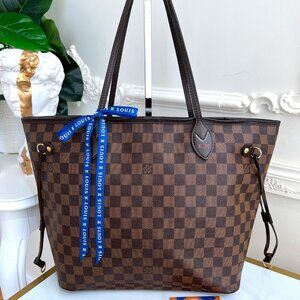 Authentic Louis Vuitton Neverfull MM Damier Eben Shopper Bag CA4193 B0708